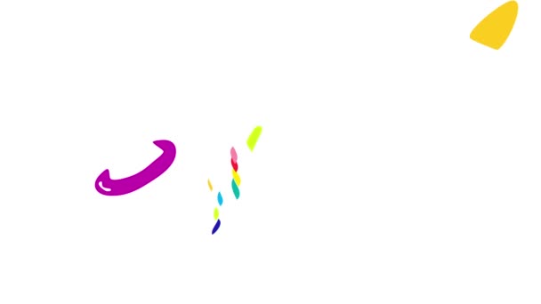 Scaling Gemakkelijk vertragen met lente-effect animatie van verjaardagsfeest uitnodiging voor kind dat houdt van magie en dromen om een tovenaar met een magische kleurrijke Wand en een paarse 1800 S hoed fonkelend en verlicht - Video