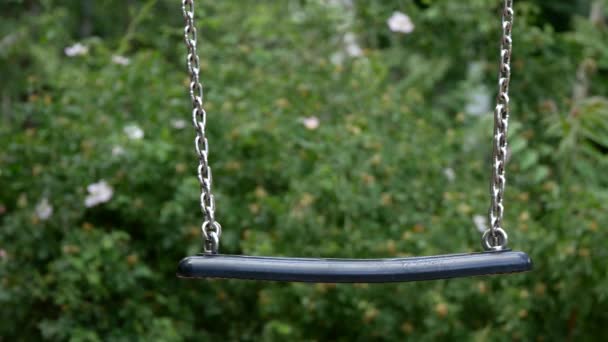 Close-up of An Empty Iron Swing With Trees In The Background, Selected Focus - Footage, Video