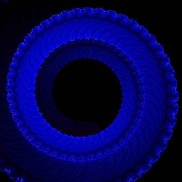 Niebieski i czarny wir, spiralne objętościowe logo, sztuka koncepcyjna, projekt okładki fantasy, renderowanie 3D, ilustracja 3D, twórcze tło piękna - Zdjęcie, obraz