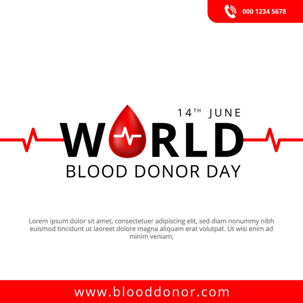 Weltblutspendertag am 14. Juni Illustration des Blutspendekonzeptes für Banner und Flyer. Vektorillustration - Vektor, Bild
