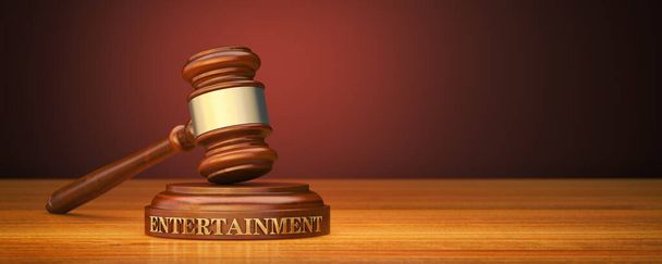 Entertainment Law. Gavel and word Entertainment on sound block - Photo, Image