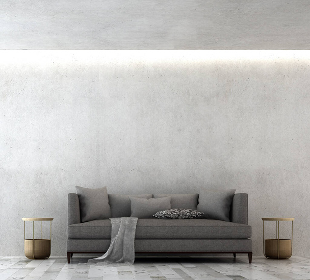 Минимальный дизайн интерьера гостиной и бетонного фона стены
 - Фото, изображение