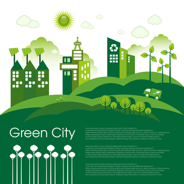 Verde Eco ciudad concepto vivo
. - Vector, imagen