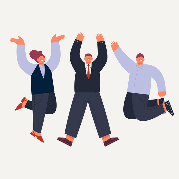 幸せなビジネスの人々のベクトル図ジャンプ - ベクター画像