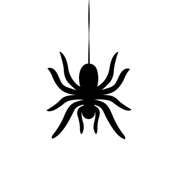 Sider hanging on cobweb isolated on white background. Vector illustration - Vektor, obrázek