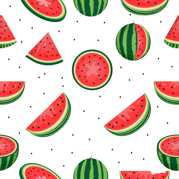 Seamless background with watermelon slices. Vector illustration. - Vektör, Görsel