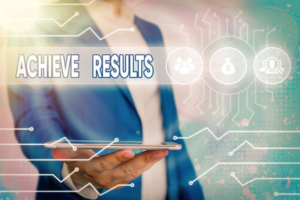 Text sign showing Achieve Results. Conceptual photo to target and successfully fulfill every listed goal. - Photo, Image