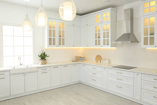 Beautiful kitchen interior with new stylish furniture - Zdjęcie, obraz