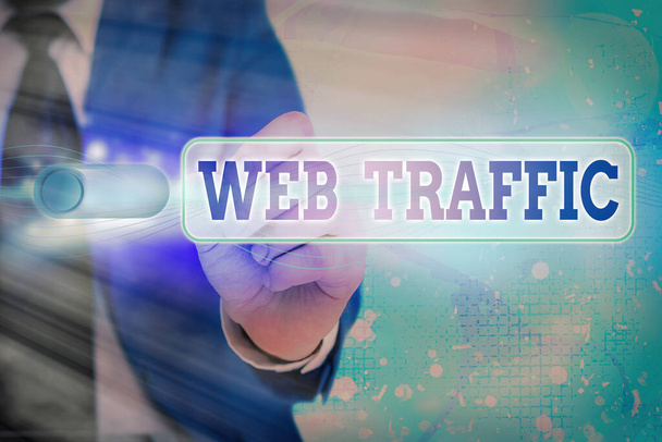 Schreiben Notiz zeigt Web-Traffic. Geschäftliches Foto, das die Anzahl der Webnutzer und den versuchten Besuch einer Website zeigt. - Foto, Bild