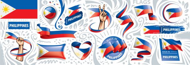 Conjunto vectorial de la bandera nacional de Filipinas en varios diseños creativos - Vector, imagen