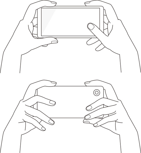 Smartphone in der Hand. Vorne und hinten - Vektor, Bild