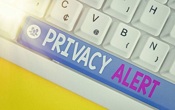 Käsitteellinen käsin kirjoittaminen osoittaa Privacy Alert. Business valokuva esittelee varoittaa käyttäjää riski, joka voi varastaa tietosi. - Valokuva, kuva