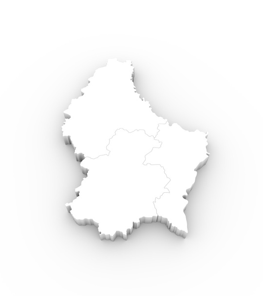 Luxemburg Karte 3d weiß mit Zuständen und Schnittpfad - Foto, Bild
