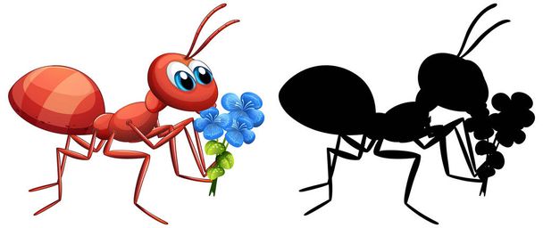 Mieren houden bloem set illustratie - Vector, afbeelding