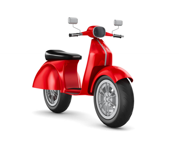 red scooter on white background. Isolated 3D illustration - Фото, изображение