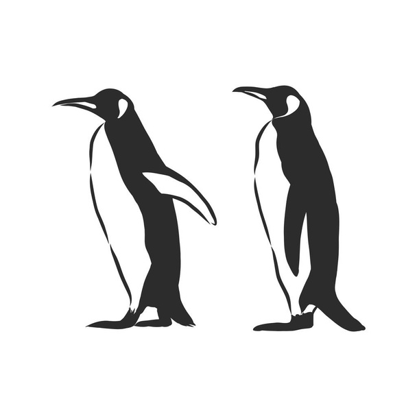 El çizimi penguenler. Vektör illüstrasyonu - Vektör, Görsel