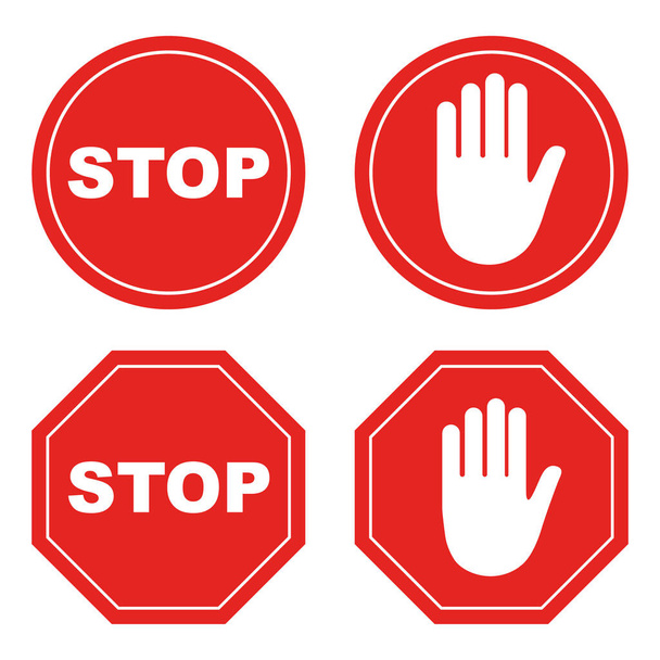 stop sign set, isolated on white background. vector illustration - Вектор,изображение