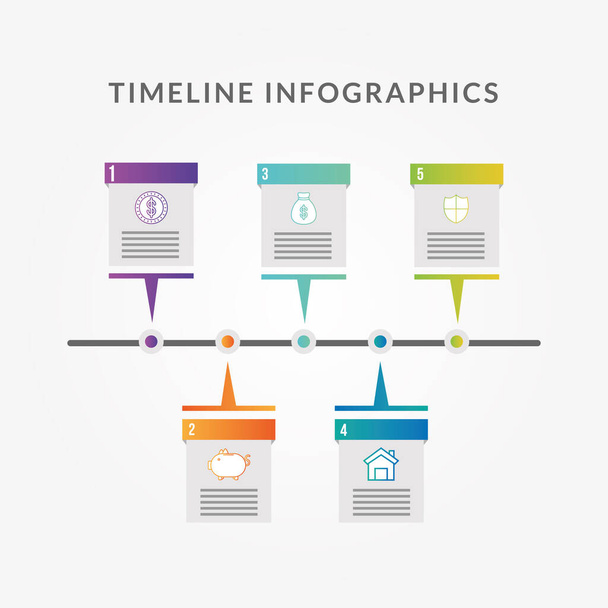 Timeline infographics with money icons vector design - Vetor, Imagem