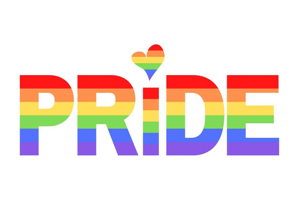 PRIDE Illustration auf einer bunten Regenbogenfahne oder Stolz Flagge / Banner der LGBTQ (Lesbian, Gay, Bisexual, Transgender & Queer) Organisation. Pride-Monatsparaden werden im Juni gefeiert - Foto, Bild
