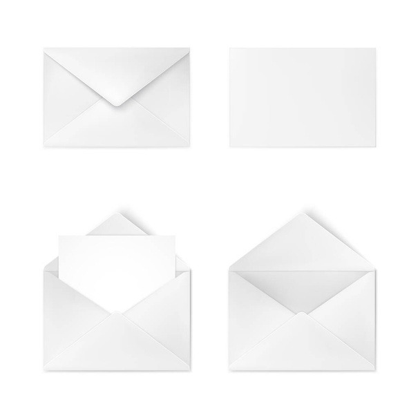 Реалистичный белый конверт. Деловая почта Конверт фирменного стиля макет. Векторная иллюстрация
 - Вектор,изображение