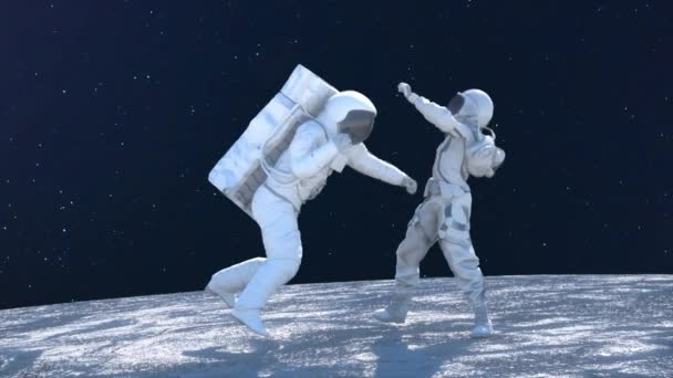 two cosmonauts fight the space war 3d render - Footage, Video