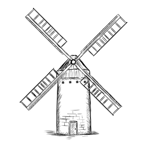 Vector sketch illustration - old wildmills - Vector, Image