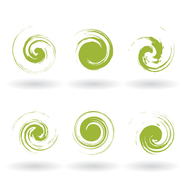 Set di verde grunge ricciolo logo su sfondo bianco. Elementi isolati astratti per lo stile grunge design. Jpeg Swirl Simboli
. - Foto, immagini