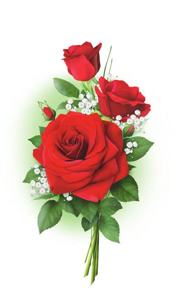 Beautiful bouquet of red roses. Drawing. For decorating pages, invitations, greetings, and creating postcards. - Foto, immagini