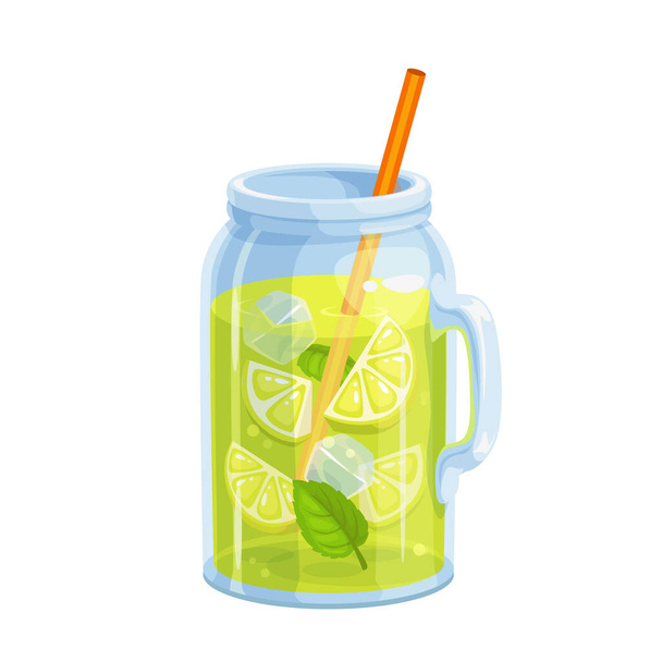 Lemonade cocktail icon. Refreshing summer drink for design street cafe - Vettoriali, immagini