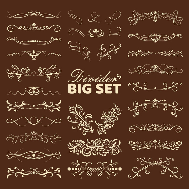 Big set of decorative flourishes hand drawn dividers. Victorian Collection ornate page decor elements banners, frames, dividers, ornaments and patterns. design elements. Jpeg. - Photo, Image