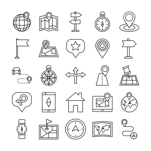 bundle of area and locations set icons - Vector, Image