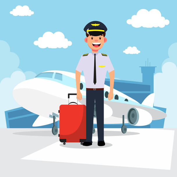 Pilot at airport vector illustration - Vektor, obrázek