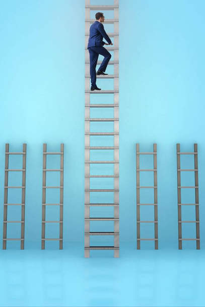 Liikemies kiipeämässä urallaan menestyksen konseptissa - Valokuva, kuva