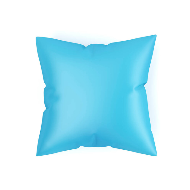 Vue du dessus de l'oreiller décoratif bleu sur fond blanc
 - Photo, image