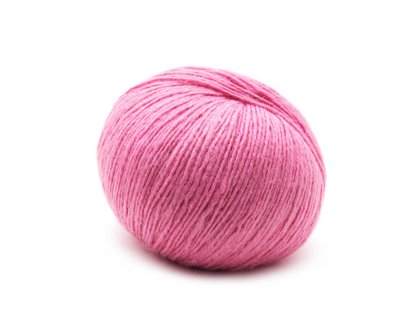 Pink Yarn Ball on white background - 写真・画像