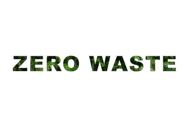 Nápis "Zero waste". Bambusový textový design. Nápis. Kopírovat prostor pro text. - Fotografie, Obrázek