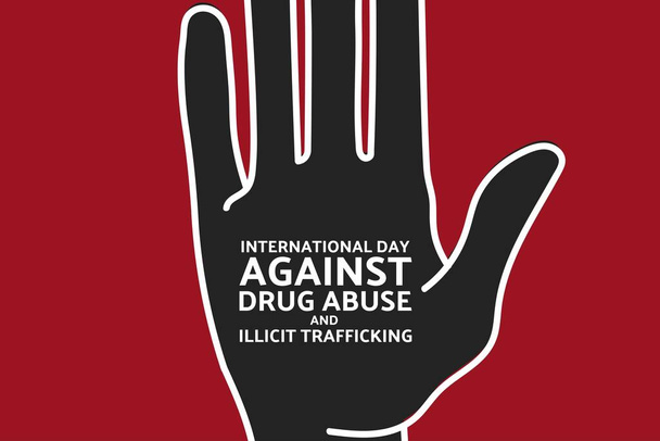 Διεθνής ημέρα κατά της κατάχρησης ναρκωτικών και της παράνομης διακίνησης. Πρότυπο για φόντο, banner, κάρτα, αφίσα με επιγραφή κειμένου. Εικονογράφηση διανύσματος EPS10. - Διάνυσμα, εικόνα