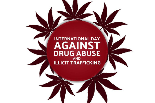 Διεθνής ημέρα κατά της κατάχρησης ναρκωτικών και της παράνομης διακίνησης. Πρότυπο για φόντο, banner, κάρτα, αφίσα με επιγραφή κειμένου. Εικονογράφηση διανύσματος EPS10. - Διάνυσμα, εικόνα