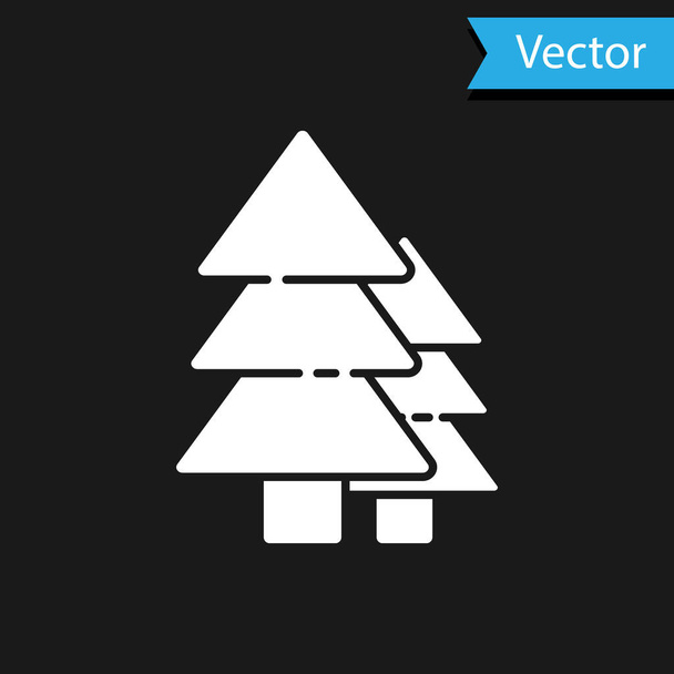 White Tree icon isolated on black background. Forest symbol. Vector Illustration. - Vektori, kuva