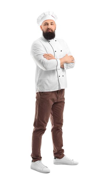 Handsome male chef on white background - Photo, Image