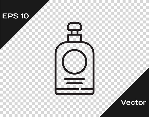 Black line Hand sanitizer bottle icon isolated on transparent background. Disinfection concept. Washing gel. Alcohol bottle for hygiene. Vector Illustration. - Vector, Image