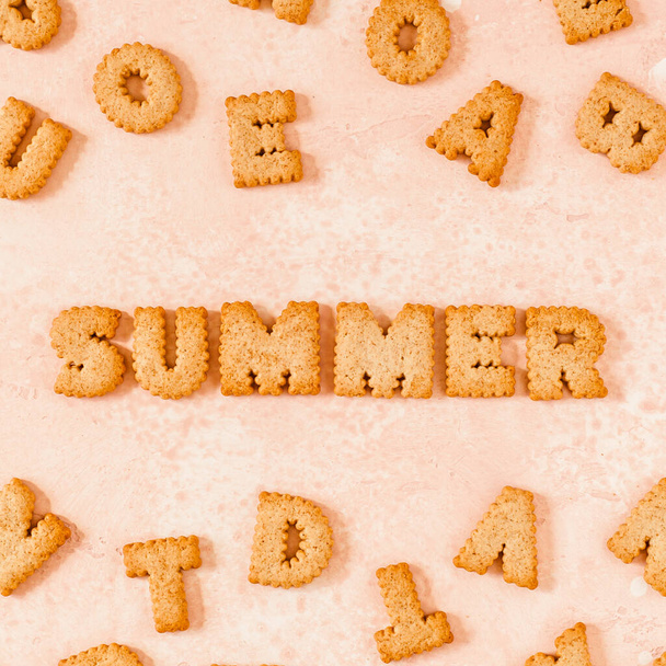 A Lot of Crackers Arranged as a Word Summer, square - Photo, Image