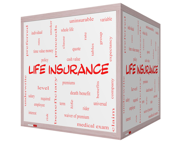 Концепция облака страхования жизни на доске 3D Cube
 - Фото, изображение