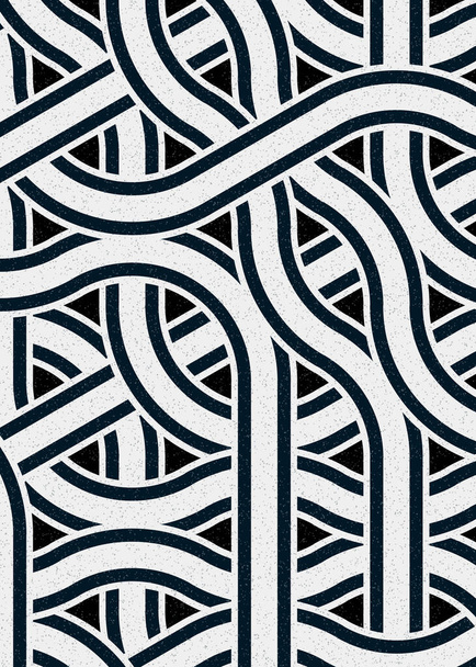 シームレスなランダムな織り波線パターンとカラフルなタイル、接続アートの背景デザインイラスト   - ベクター画像