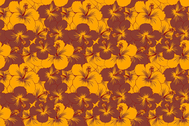 Käsin piirretty Saumaton kuvio tyylitelty kukka-aihe, kukkia, reikä, täplät, doodles. Saumaton kukka tausta. Hibiscus kukat oranssi väri. - Valokuva, kuva