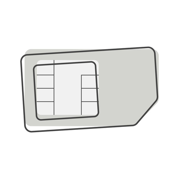 Wektor karty sim ikona stylu kreskówki na białym, izolowanym tle. Warstwy zgrupowane dla łatwej edycji ilustracji. Za twój projekt.. - Wektor, obraz