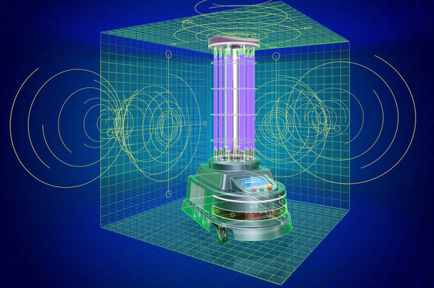 Visualisation 3d cad model of UV-Disinfection Robot, plan. rendu 3D
 - Photo, image