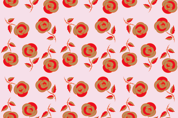 Vintage ακουαρέλα τριαντάφυλλα αδιάλειπτη μοτίβο (χέρι που) σε κόκκινο, μπεζ και πορτοκαλί χρώματα. - Φωτογραφία, εικόνα
