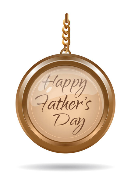 Gold medallion with an inscription - Happy Fathers Day. Typographic design. Fathers Day lettering. Vector illustration - Διάνυσμα, εικόνα