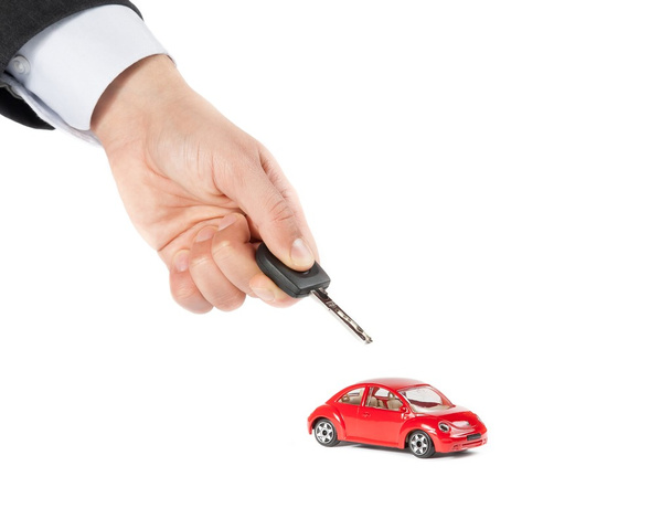 toy car and car key concept for insurance, buying, renting, fuel or service and repair costs - Фото, зображення